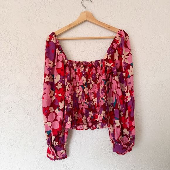 Free People Ariana Printed Top long sleeves cuffed in Party Combo - Picture 6 of 8